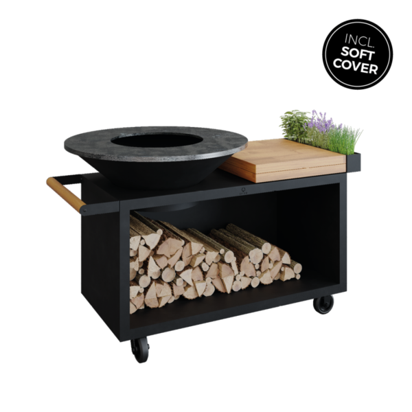 OFYR Island Black 100 PRO Teak Wood ostrvo sa prostorom