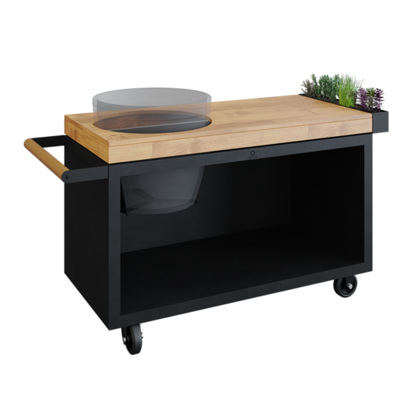 OFYR Kamado Table Black 135 PRO Teak Wood BGE Pult